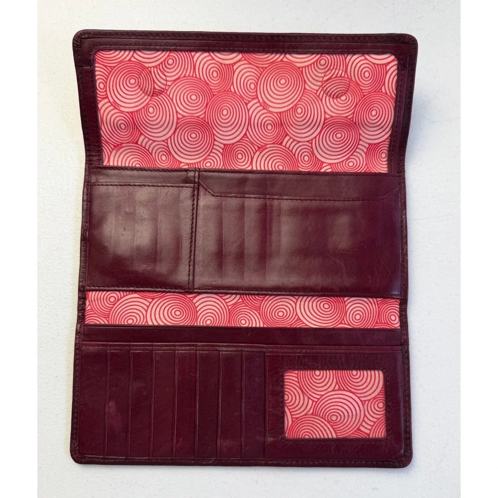 Hobo Clutch Wallet Large Plum Burgundy Leather Organizer Boho Chic Travel Bag